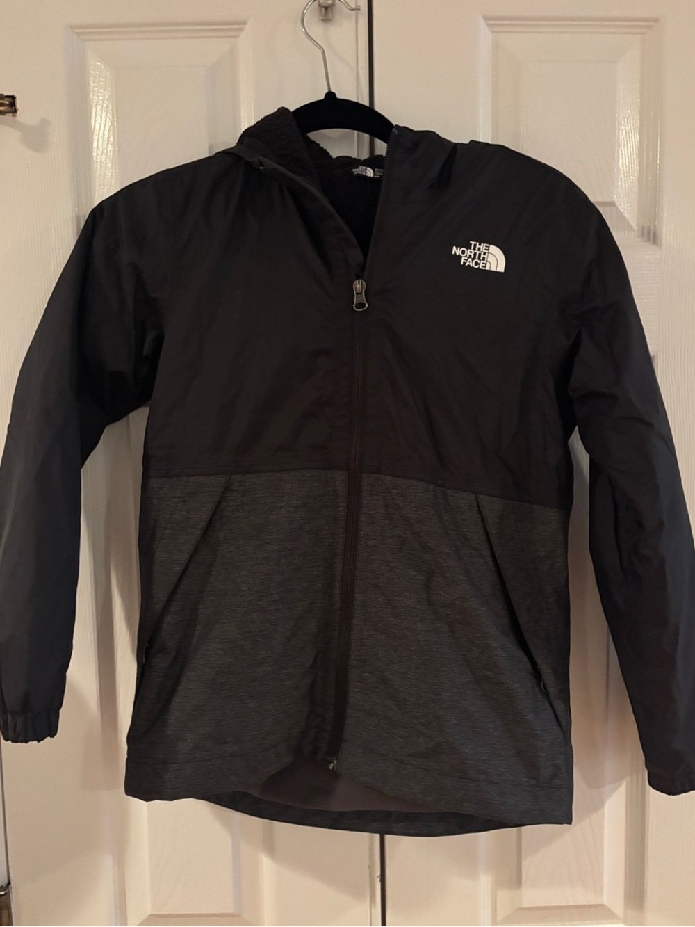 The North Face Kids Black and Dark Gray Hooded Jacket
